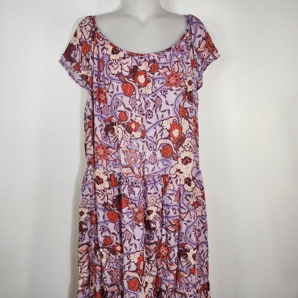 Knox Rose Dress Size XXL Purple Haze Multicolor Midi Short Flutter Sleeve Floral - Picture 4 of 13